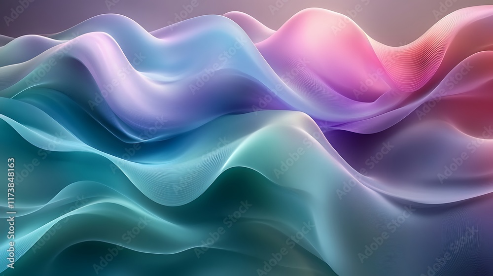 Fototapeta premium Abstract Pastel Waves Flowing Seamlessly Across Space