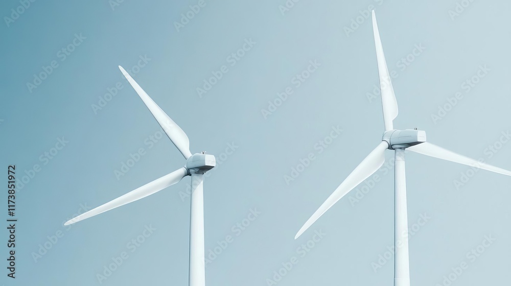 Wind turbines in a monochromatic palette, artistic minimalism Wind turbines in a monochromatic palette, artistic minimalism