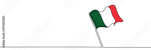 One line drawing of a flag Italy. Editable continuous line. Vector illustration
