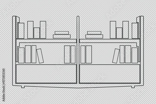 bookshelf outline drawing ideal for minimalistic designs, educational resources, and home decor planning