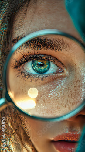 Discovering the world through a magnifying lens reveals the beauty of intricate details and vibrant colors of human expression photo