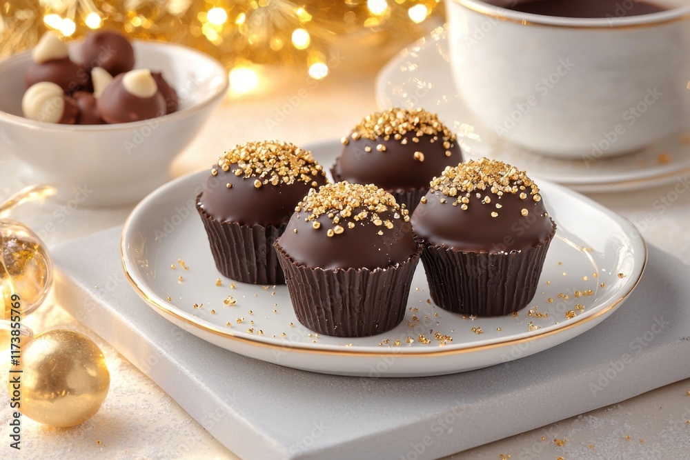chocolate-covered hazelnuts with glittering sugar and cute placemats chocolate-covered hazelnuts with glittering sugar and cute placemats
