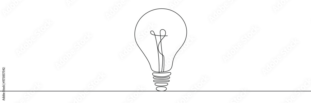 Light bulb isolated on white light bulb one line outline vector art illustration. Editable line. Light bulb isolated on white light bulb one line outline vector art illustration. Editable line.