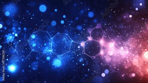 Wallpaper Mural Abstract representation of molecular structures in a vibrant cosmic background. Torontodigital.ca