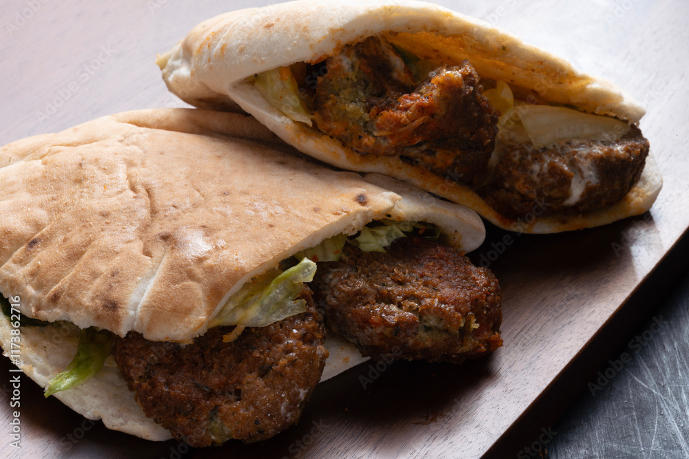 traditional pita falafel sandwich