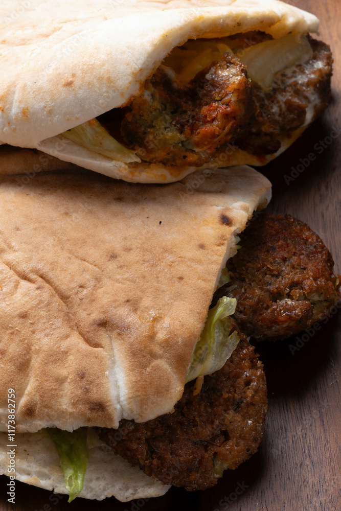 traditional pita falafel sandwich