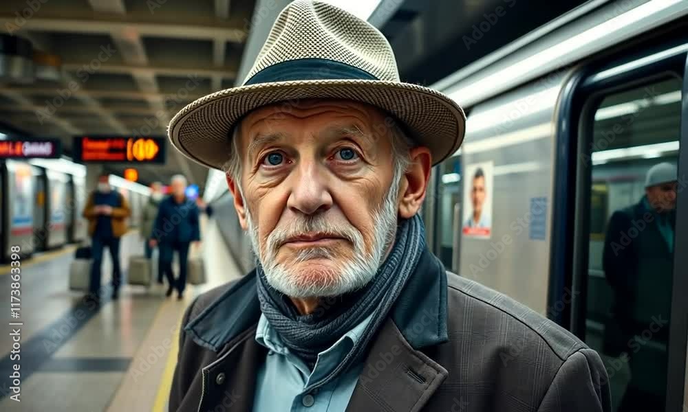 An Elderly Gentleman at the Subway Station An Elderly Gentleman at the Subway Station