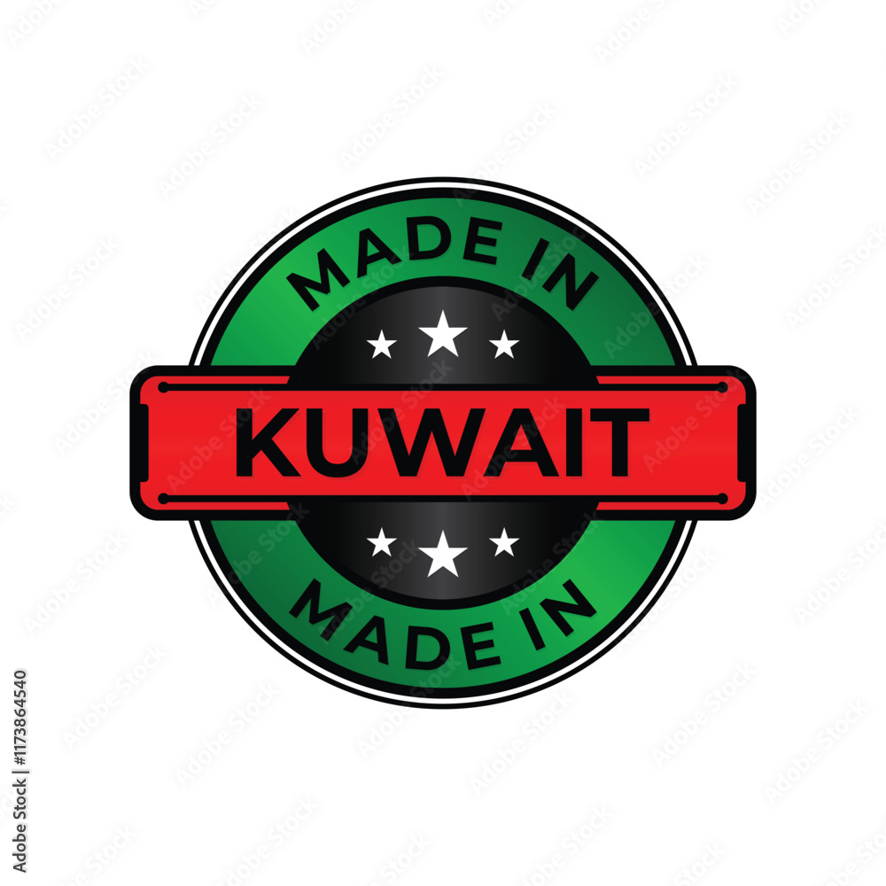 Fototapeta premium Made in Kuwait label icon emblem isolated on white background