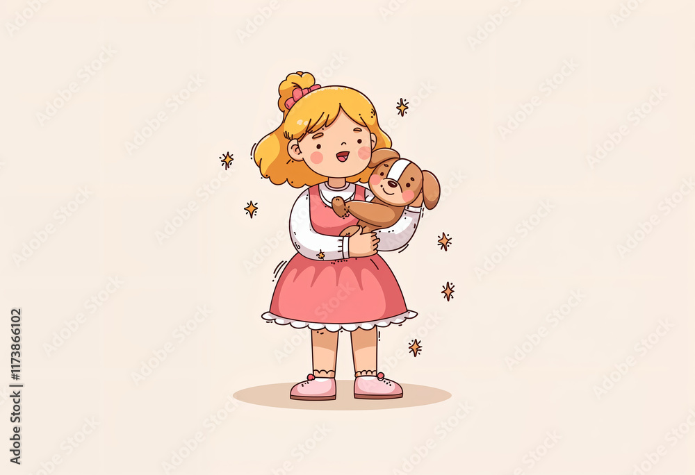 Portrait of a little girl with a puppy in her arms Portrait of a little girl with a puppy in her arms