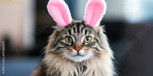 cat wearing bunny ears for 2025 easter photo