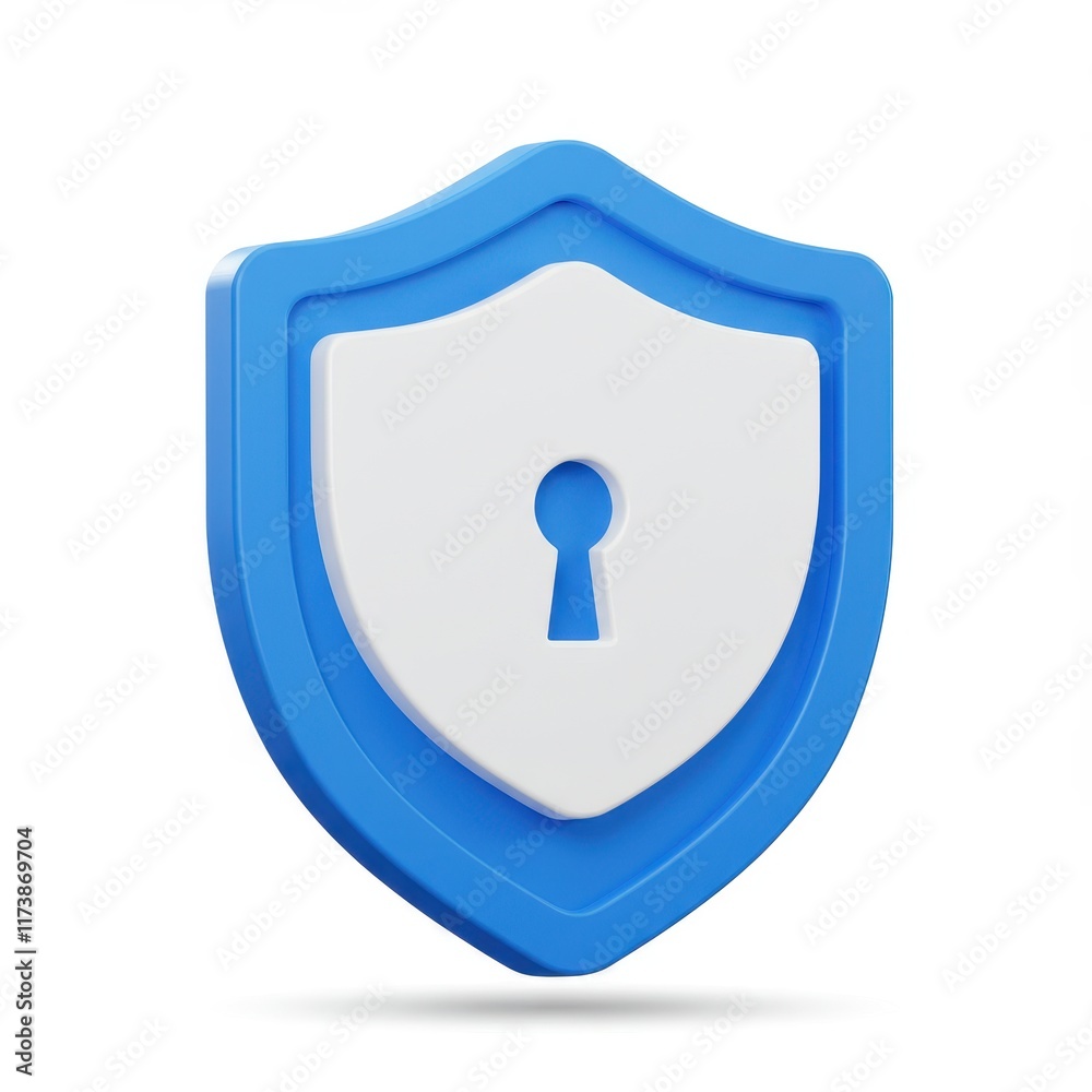 3D Security icon icon with a blue and white color scheme isolated on white background 3D Security icon icon with a blue and white color scheme isolated on white background