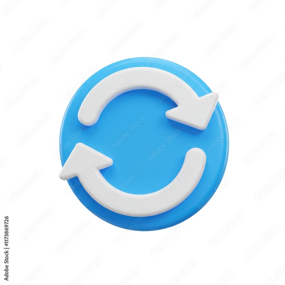 3D refresh icon with a blue and white color scheme isolated on white background 3D refresh icon with a blue and white color scheme isolated on white background