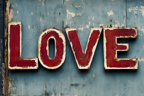 Love text sign written on a wall 