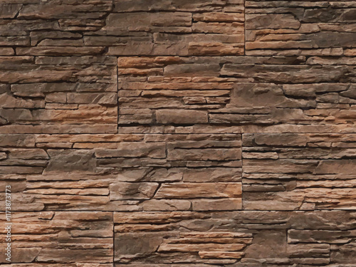 This is the best copy of stones on the wall with a textured background in the form of large or small mountain stones looks realistic and stylish. Stone flooring textures. Brown stones.