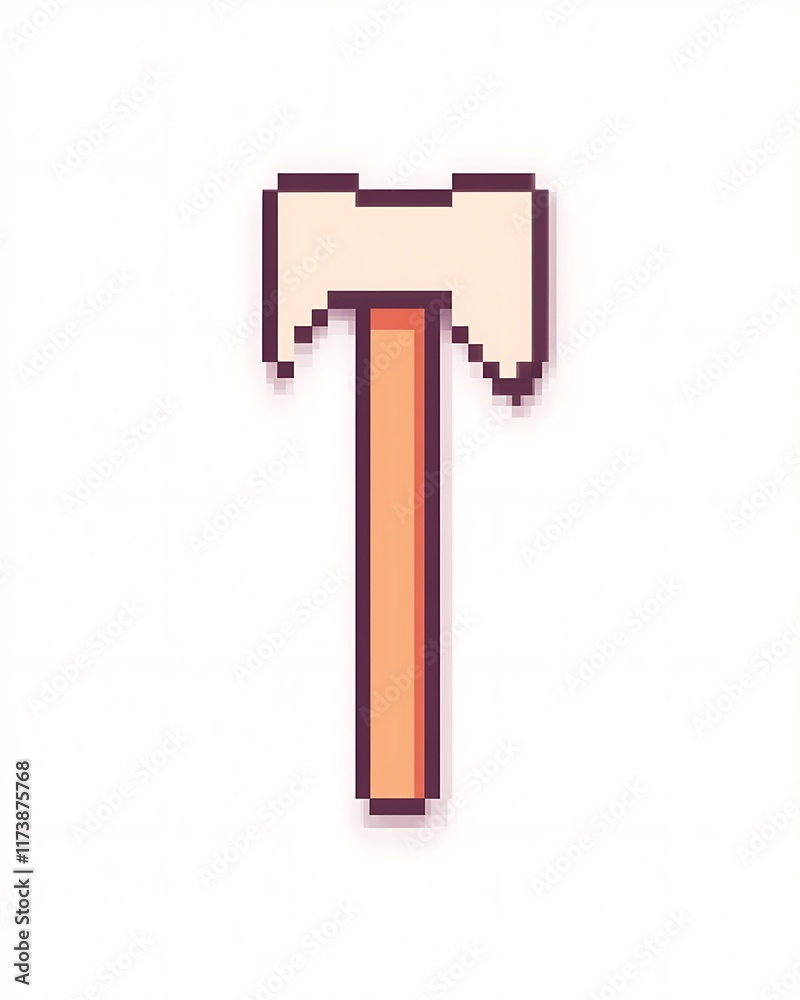 Pixel art axe with wooden handle. Pixel art axe with wooden handle.