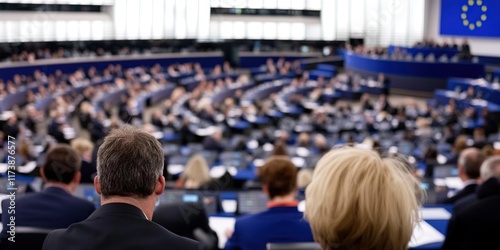 European politics concept with fictional european parliament photo
