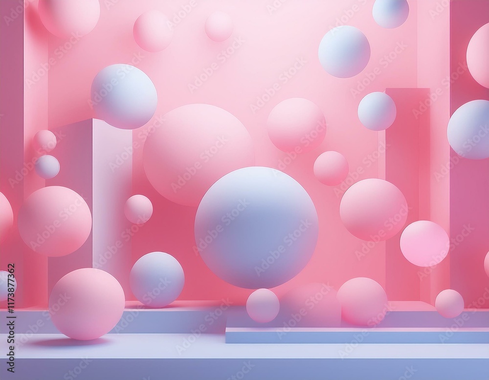 Abstrakter Hintergrund mit 3D-Kugeln in Pastellfarben Abstrakter Hintergrund mit 3D-Kugeln in Pastellfarben