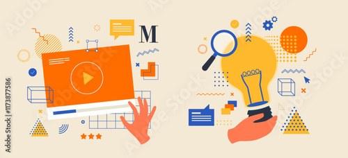 Modern creative concept for video streaming and idea