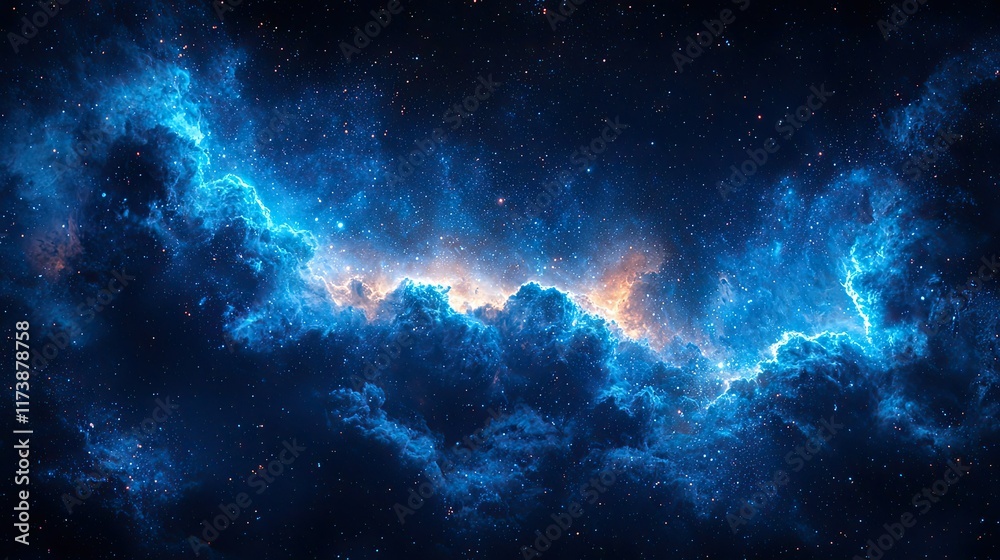 Fototapeta premium Glowing nebula in deep space with cosmic dust and stars.