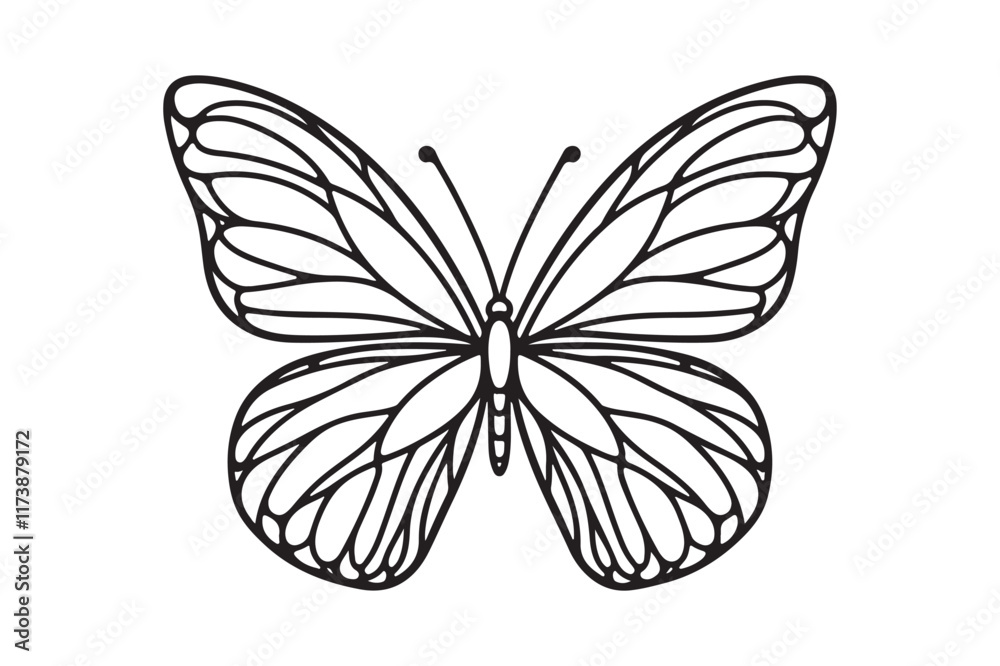 Fototapeta premium A clean black outline of a butterfly 32.eps