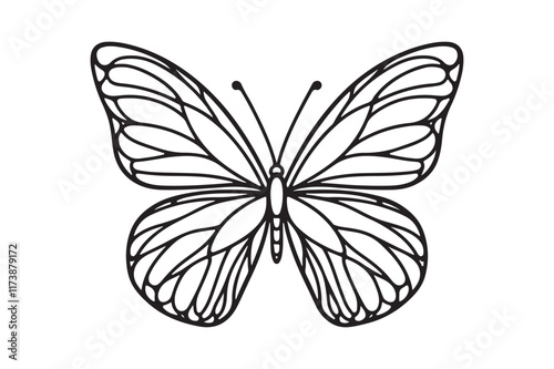 A clean black outline of a butterfly 32.eps