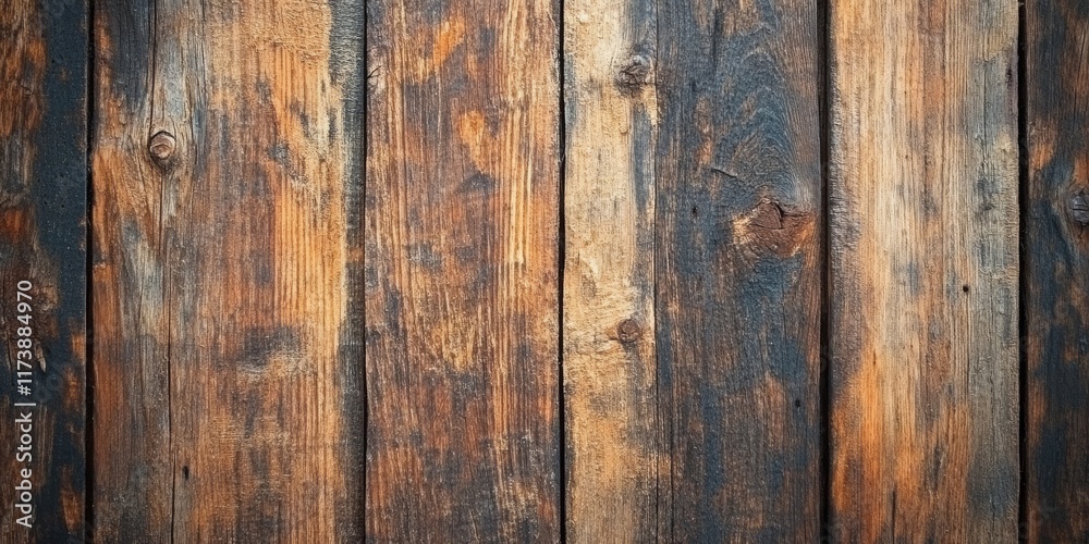 Naklejka premium Old light rustic dark grunge wooden timber wall or floor or table texture - wood background banner