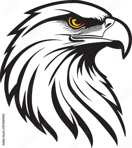 Eagle Head Silhouette Logo Illustration, Bird falcon logo design, eagle or hawk badge emblem vector icon  photo