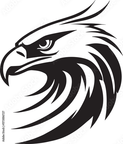 Eagle Head Silhouette Logo Illustration, Bird falcon logo design, eagle or hawk badge emblem vector icon  photo