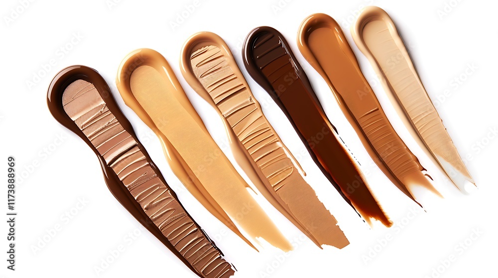 Close up of a make up liquid foundation stroke on white background Close up of a make up liquid foundation stroke on white background