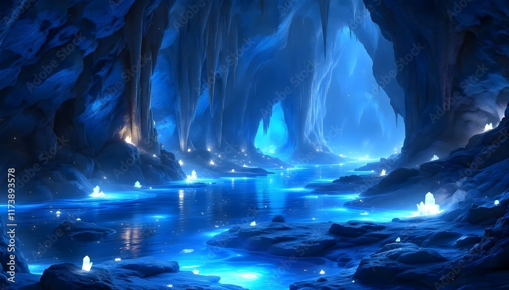 Fototapeta premium A beacon of light pierces the darkness of a cave, hinting at the world beyond its rocky embrace.