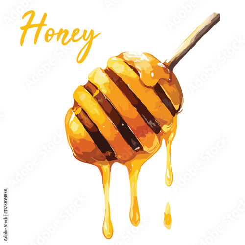honey in watercolor illustration style  isolated vector on white background