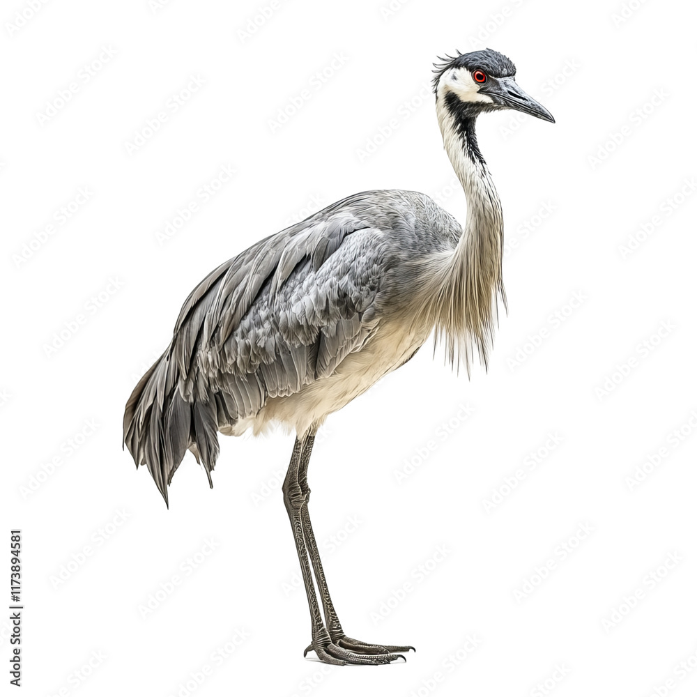 Fototapeta premium grey crowned crane isolated white background
