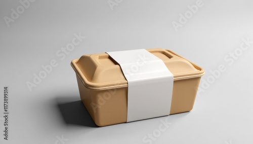 Wallpaper Mural Takeout container mockup with a clear label, no people, placed on a neutral background, photorealistic details with copy space Torontodigital.ca