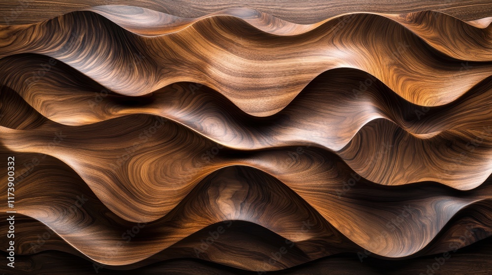 Fototapeta premium Elegant curves of polished wood showcase stunning craftsmanship and organic beauty in a warm, inviting atmosphere. Generative AI
