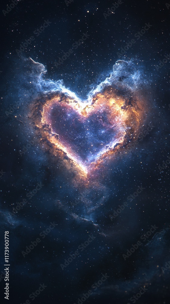 Heart-shaped galaxy glowing softly in dreamy cosmic space ethereal night sky digital art serene atmosphere Heart-shaped galaxy glowing softly in dreamy cosmic space ethereal night sky digital art serene atmosphere