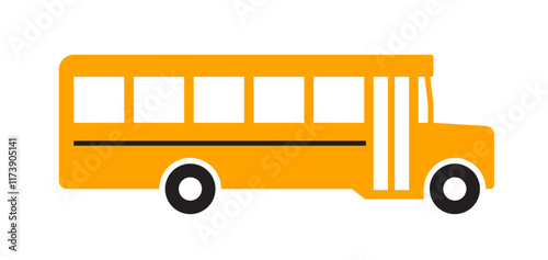 simple classic yellow school student passenger bus icon symbol side view silhouette vector illustration isolated on transparent background