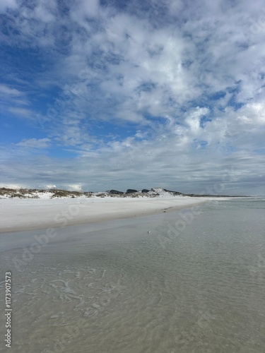 Fort Walton Beach, Florida white sand dunes and Gulf of Mexico water photo