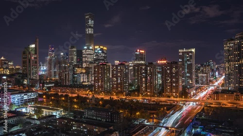 Wallpaper Mural Time-lapse footage of the urban scenery in Beijing's city center at night Torontodigital.ca