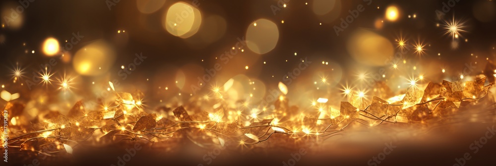 Sparkling autumn leaves and fairy lights create a warm, dreamy atmosphere at dusk. Generative AI Sparkling autumn leaves and fairy lights create a warm, dreamy atmosphere at dusk. Generative AI