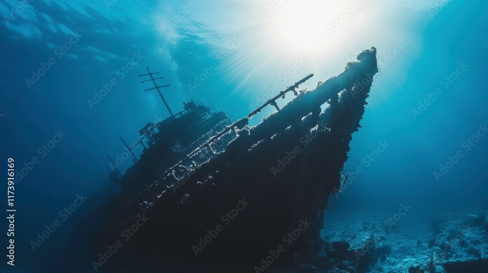 Underwater Wreck in Soft Light with High Contrast Underwater Wreck in Soft Light with High Contrast
