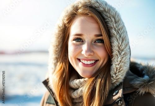 Portrait of a smiling female in winter