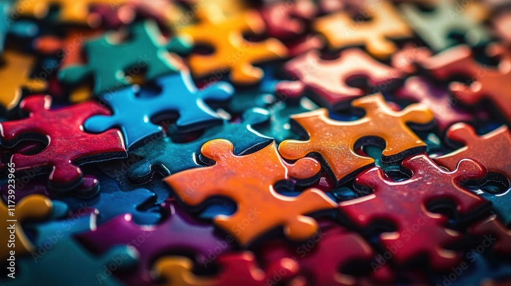 Colorful Puzzle Pieces Represent Creativity and Connection in Art Colorful Puzzle Pieces Represent Creativity and Connection in Art
