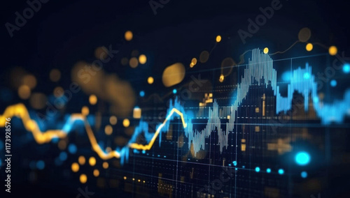 Wallpaper Mural Digital background featuring financial graphs and charts, showcasing stock market trends. Torontodigital.ca