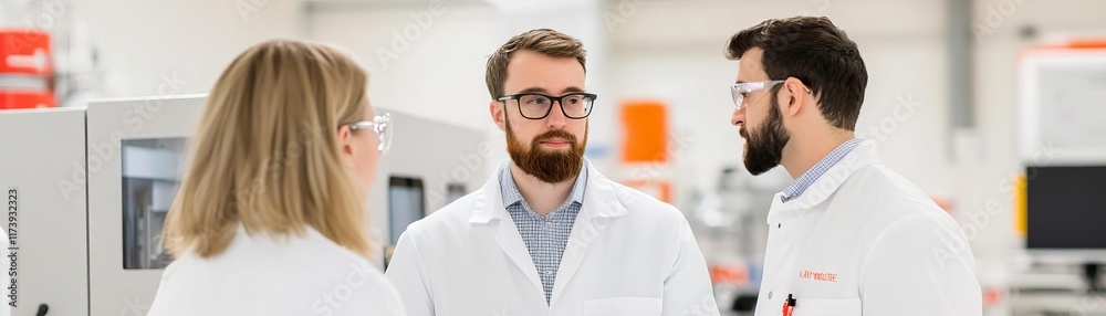 Obraz premium Consultant guiding a startup team on prototype development in a high-tech lab, Product Development, Innovative solutions