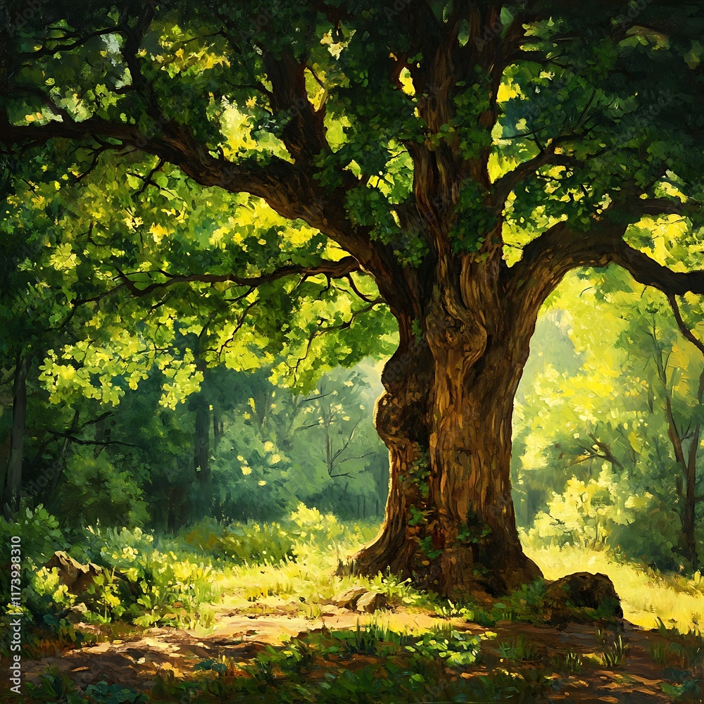 Fototapeta premium oak tree with autumn forest beauty