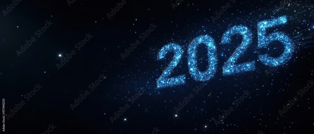 Bright Sparkling Numbers Representing the Year 2025 in Space Bright Sparkling Numbers Representing the Year 2025 in Space