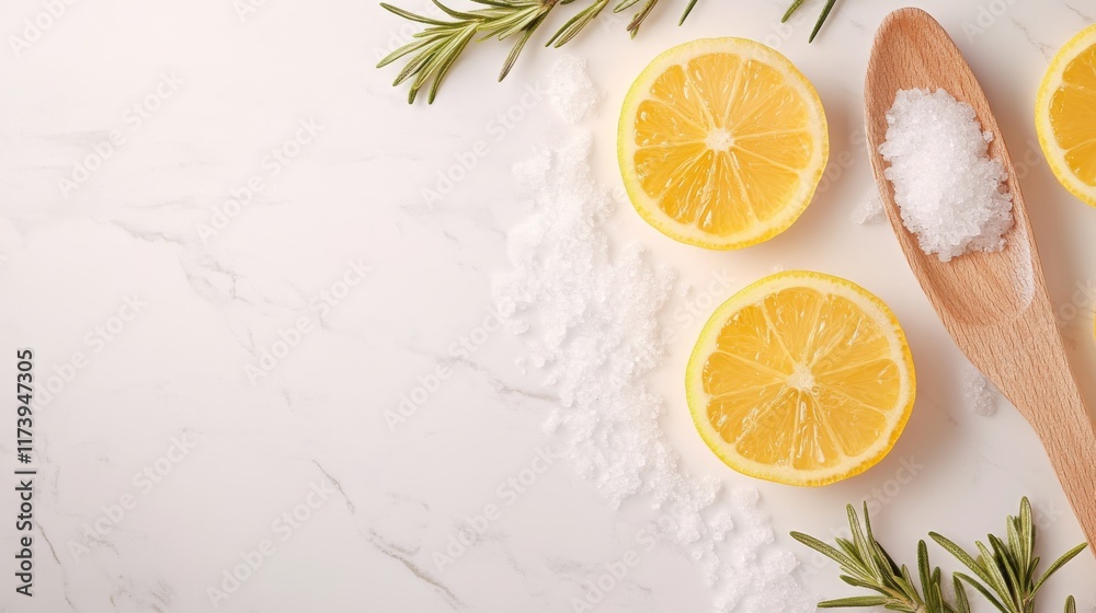 Fresh Lemons with Sea Salt on Clean White Background Fresh Lemons with Sea Salt on Clean White Background
