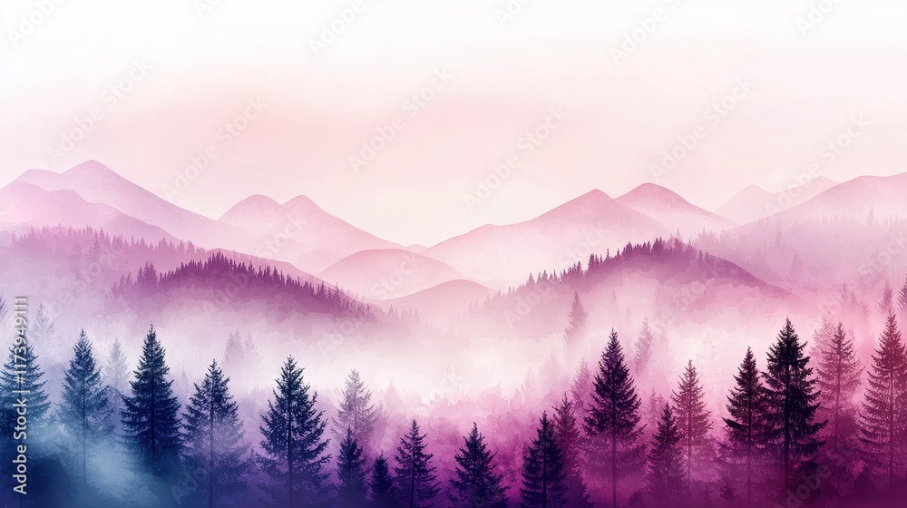 Obraz premium Subtle Watercolor Gradient Minimalist Landscape Wallpaper Design
