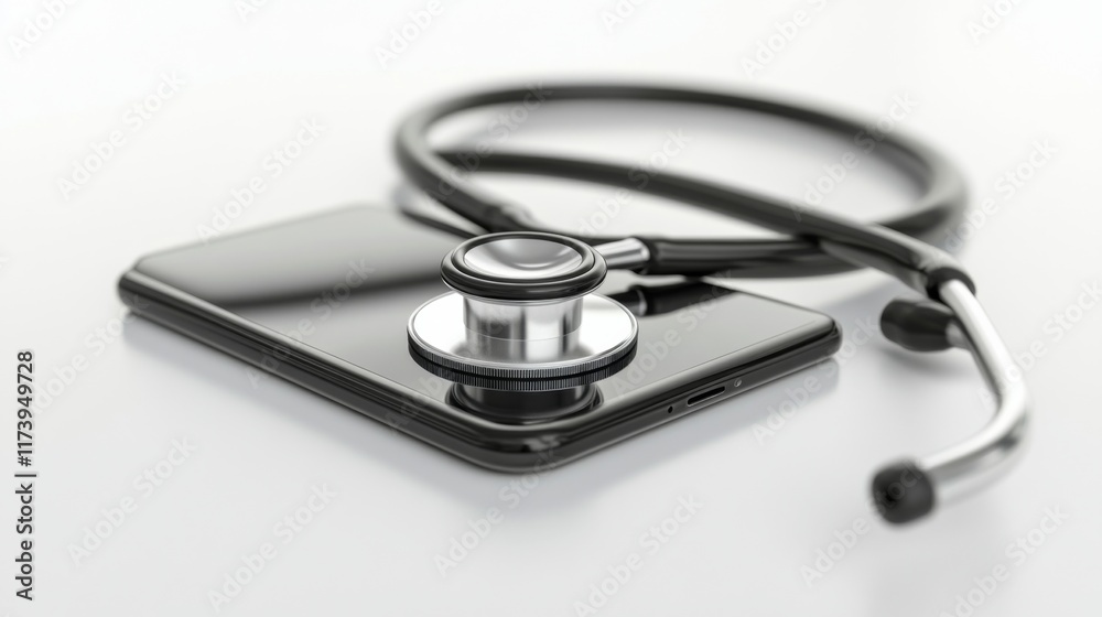 Modern Health Screenings with Stethoscope and Phone Modern Health Screenings with Stethoscope and Phone