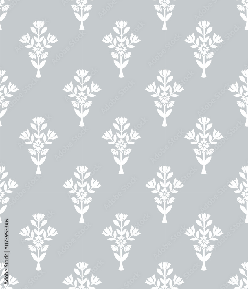 Boho Floral repeat pattern, Floral Block print , Flower damask, floral vector file, Floral ogee pattern, damask pattern, medallion